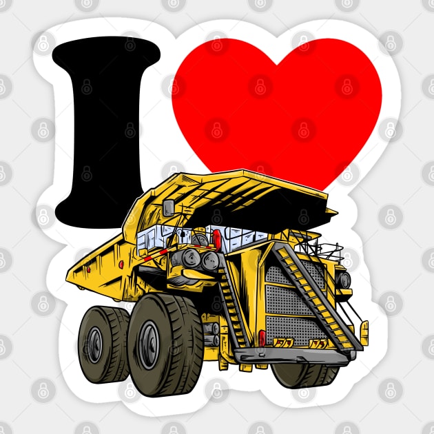 I love Dump Truck Sticker by damnoverload